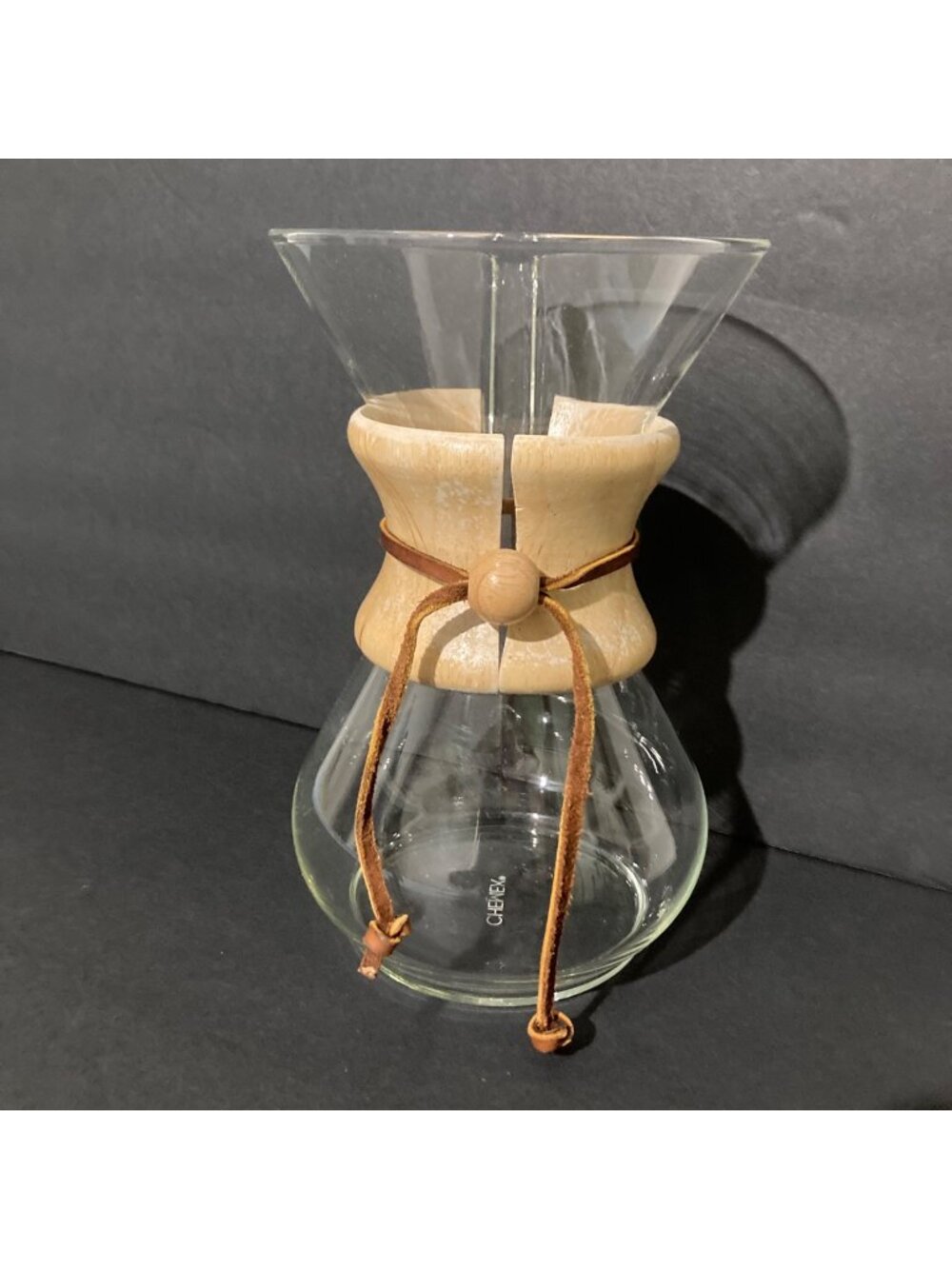 Vintage Chemex Pour Over Coffee Maker Glass And Wood